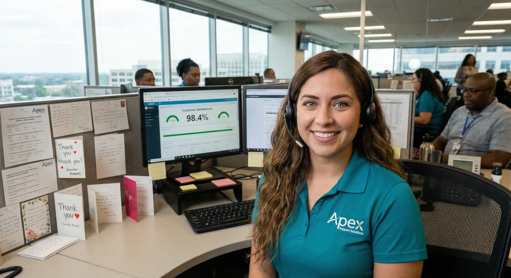 Jennifer Marie Alvarez. Twenty-eight years old. Three years with the company. Ninety-eight point four percent customer satisfaction score for the last twelve consecutive months.