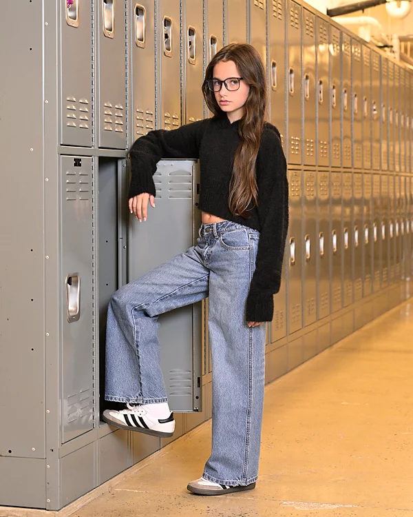 KatieJnyc Girls` Chicago Low Rise Wide Leg Jeans - Light Wash - [Big Kid]