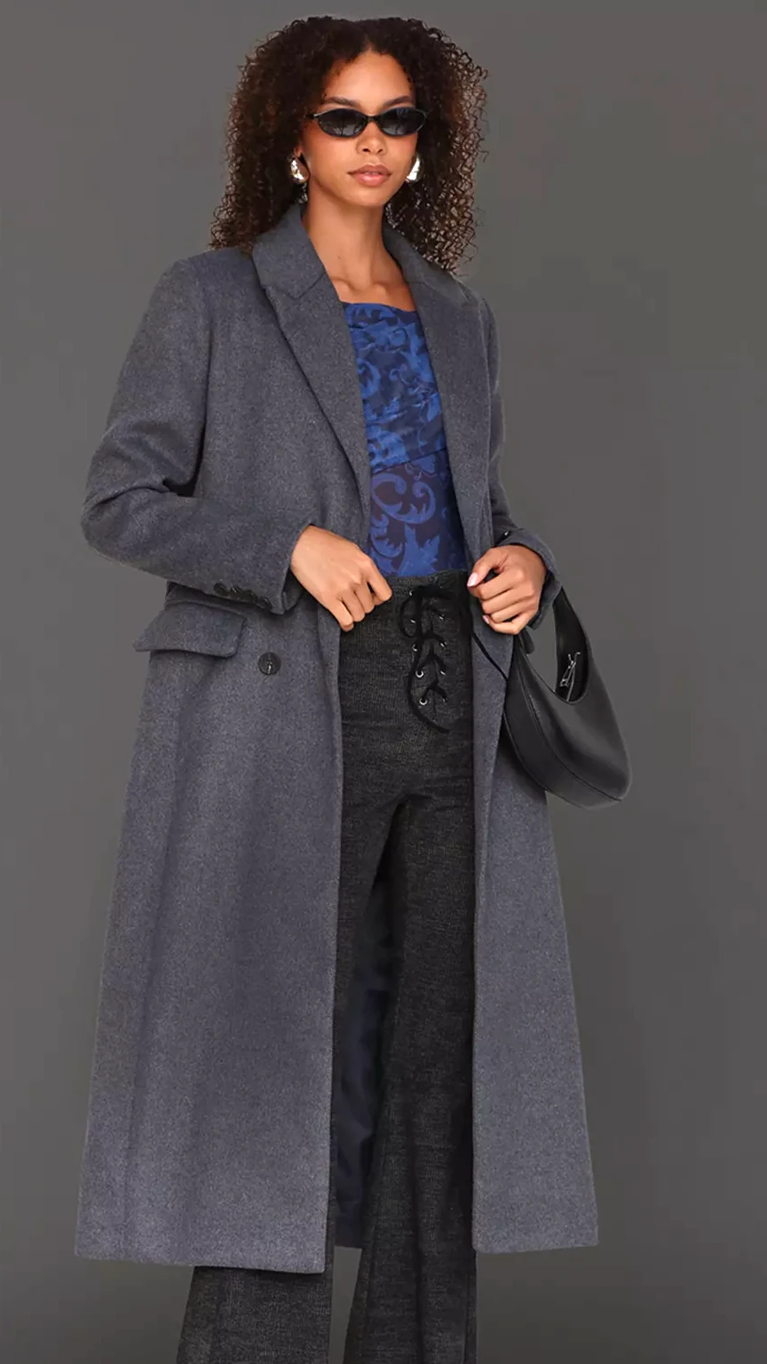 Avec Les Filles Faux-Ever Leather Belted Trench Coat - Grey - [M]