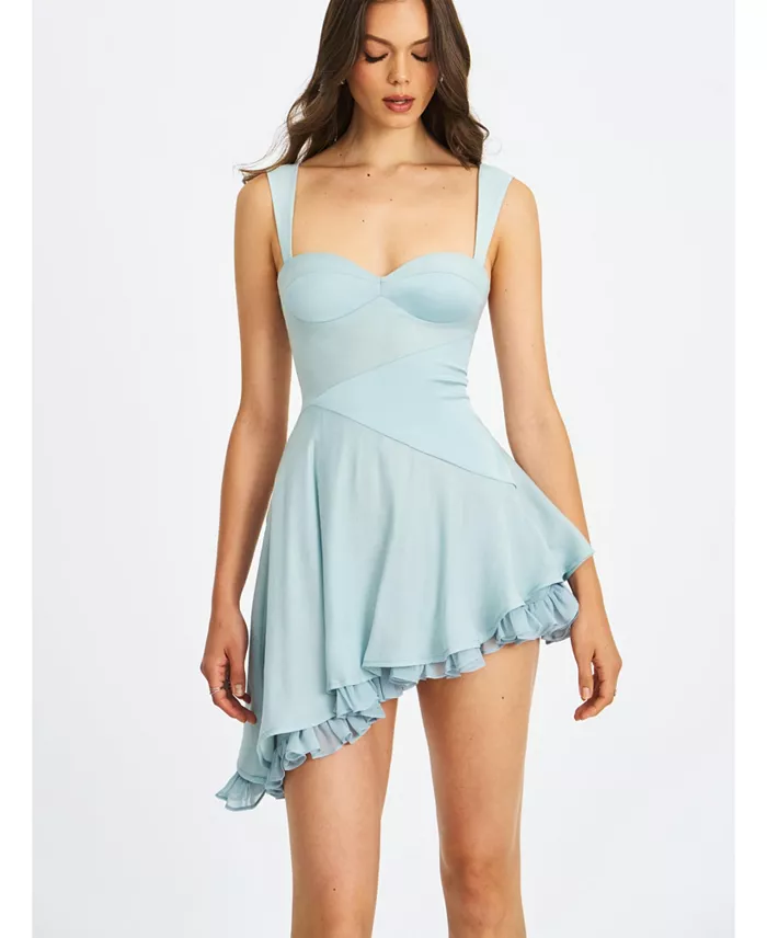 Miss Circle Yaffa Asymmetrical Mini Dress - Baby Blue - [M]