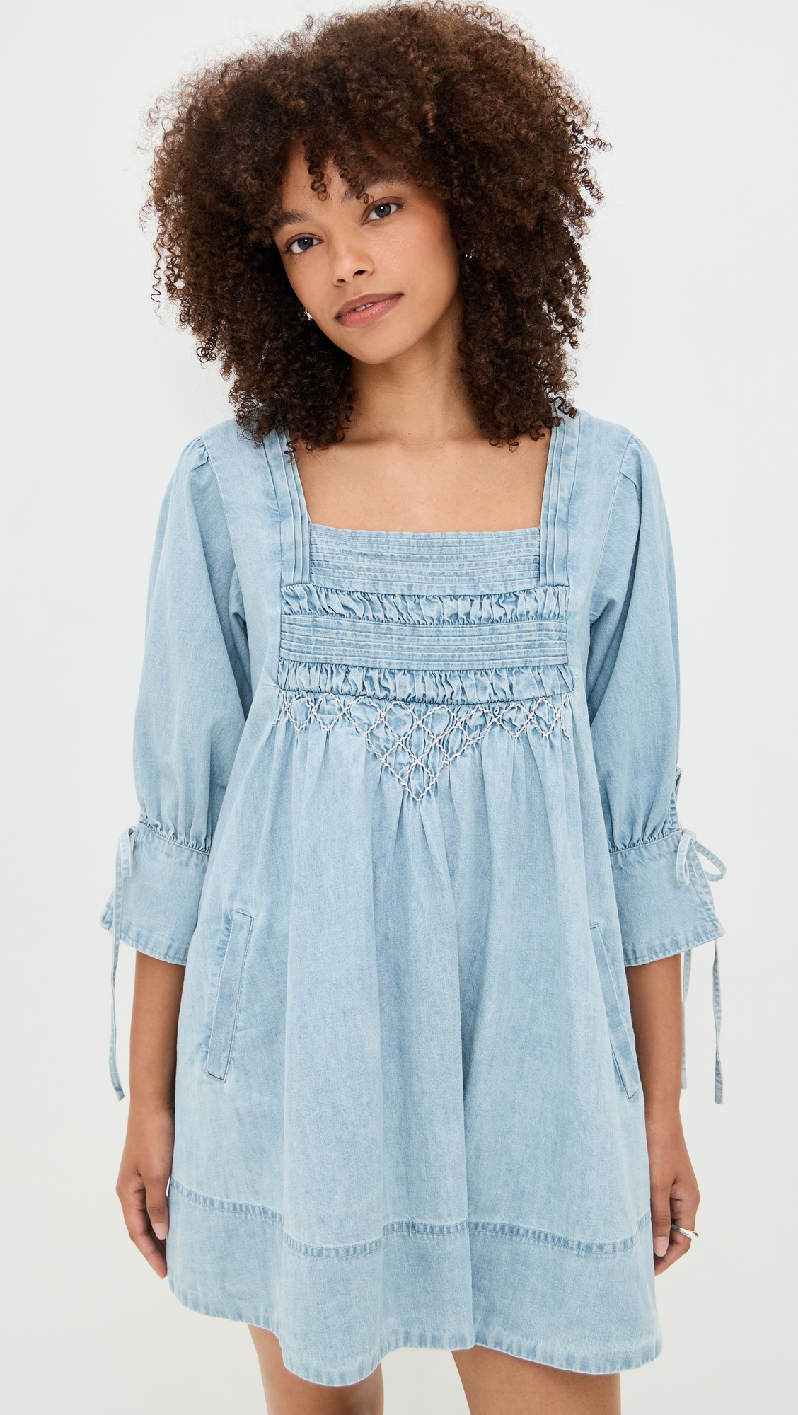 Free People Sonora Denim Mini Dress - Cornflower - [M]