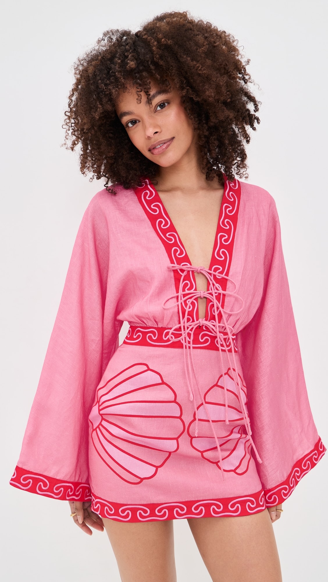 The Wolf Gang Concha Long Sleeve Mini Dress - Candy Shell - [M]