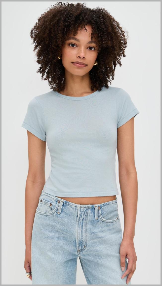 Éterne Short Sleeve Baby Tee - Dusty Blue - [M]